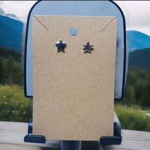 Handmade Silver Star Stud Silver Accent Earrings